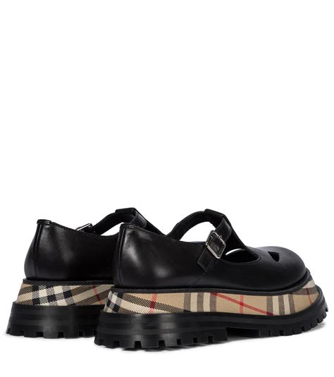 Burberry Aldwych Leather Mary Jane Loafers in Black 